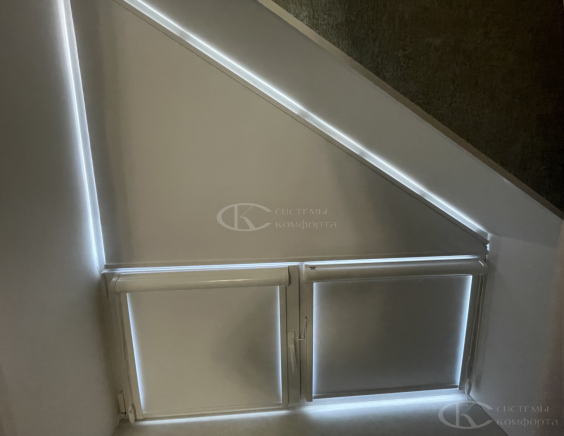 Портфолио жалюзи на треугольные окна